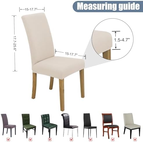 BIETYONE Dining Chair Cover Set of 6 for Home Restaurant Banquet Beige