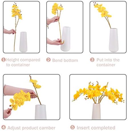 BOMAROLAN Faux Butterfly Orchid 4 Pcs Real Touch Silk Artificial Flowers White