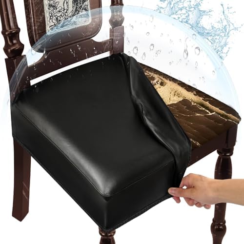 WUSOUPU Waterproof Dining Chair Seat Covers Set of 4 Black 1