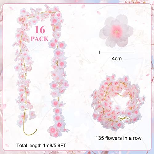 Nuenen 16 Piece Artificial Cherry Blossom Garland Set