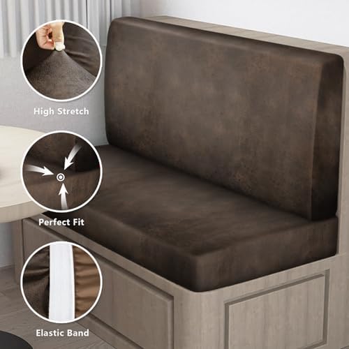 Leather Look RV Dinette Cushion Covers Brown