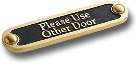 Please Use Other Door Solid Brass Sign