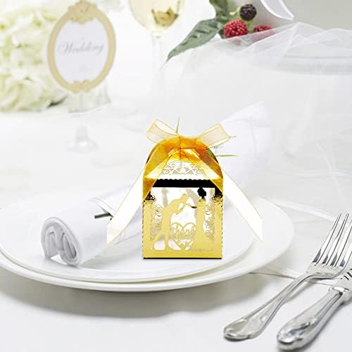 Eforcase 50PCS Wedding Favors Candy Boxes with Ribbons 1