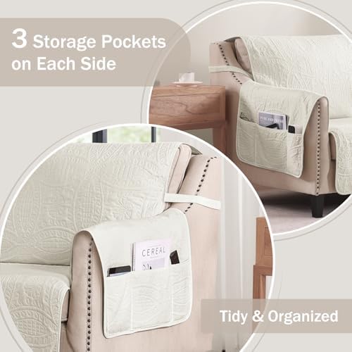 Pamhaven Quilted Sofa Slipcovers with Pockets