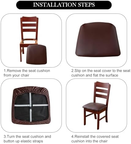 Waterproof PU Leather Dining Chair Covers Set of 6 Beige