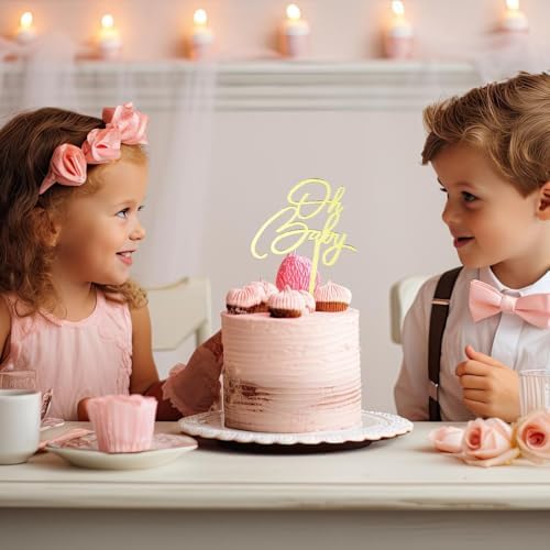 4PCS Oh Baby Cake Topper Gold Baby Shower Decor 1