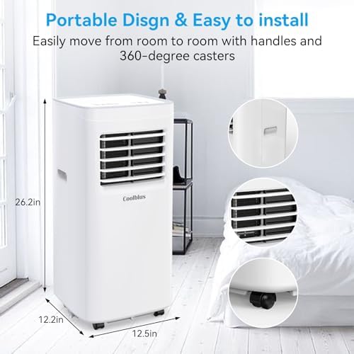 Coolblus 8500 BTU Portable Air Conditioner with Fan and Dehumidifier White