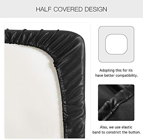 Yates Home 3 Piece Black PU Leather Sofa Slipcover