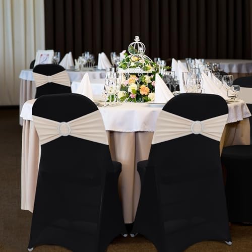 AZAMIA Stretch Folding Chair Covers Black 10pcs