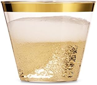 Munfix 100 Clear Plastic Cups with Gold Rim 1