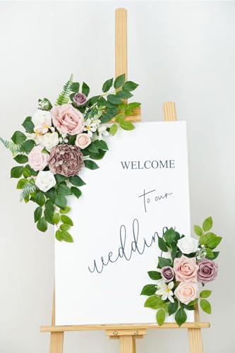 Dusty Rose Artificial Flower Backdrop Garland Set of 2