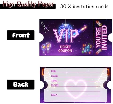 30 Double Sided Birthday Party Invitations with Envelopes
