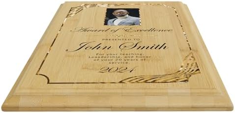 9 Inch x 12 Inch Custom Oak Finish Plaque for Awards