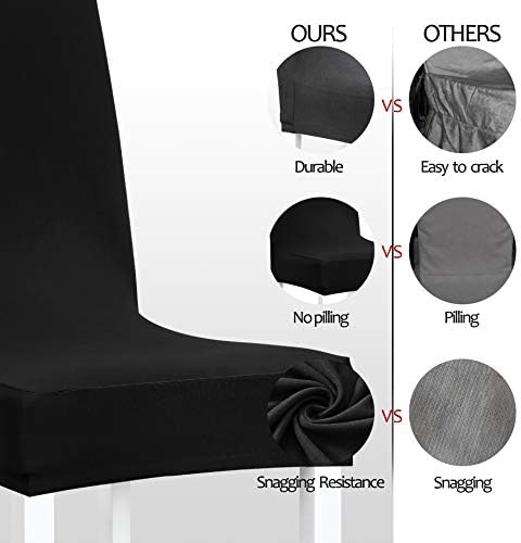 Obstal Black Stretch Spandex Chair Covers Set of 4