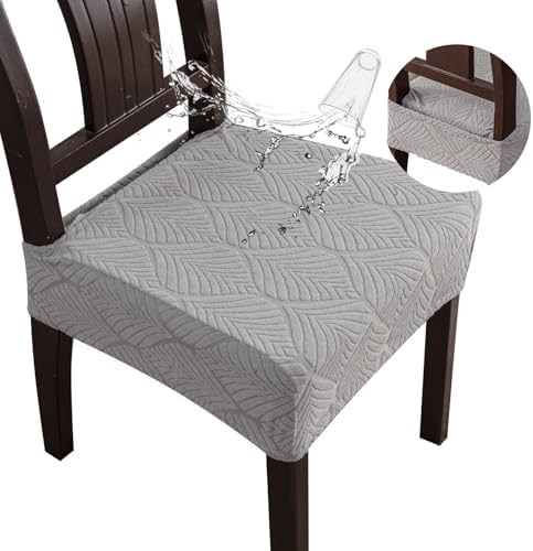Waterproof Stretch Dining Chair Covers 4-Piece Set Removable and Washable Light Grey