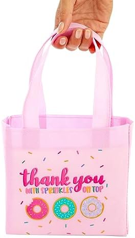 BLUE PANDA 24 Pack Donut Goodie Bags Pink Theme