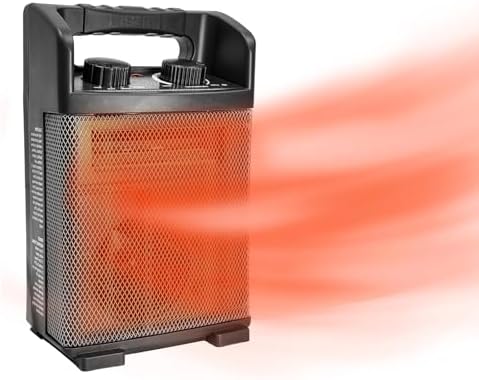 HiCFM 1500W Electric Space Heater with Thermostat Control and Fan Only Option