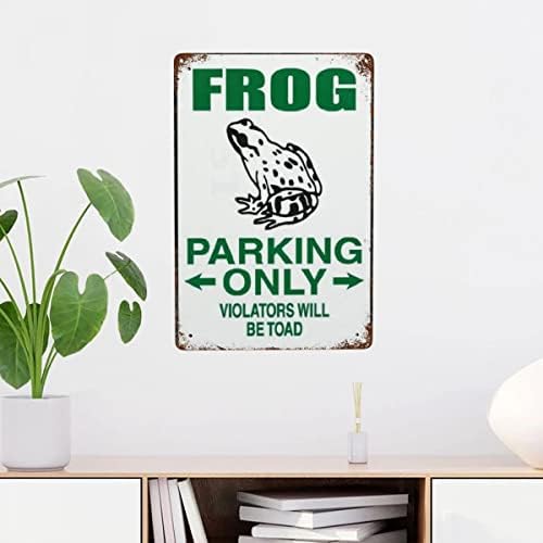 Retro Frog Parking Only Violators Will Be Toad Metal Tin Sign