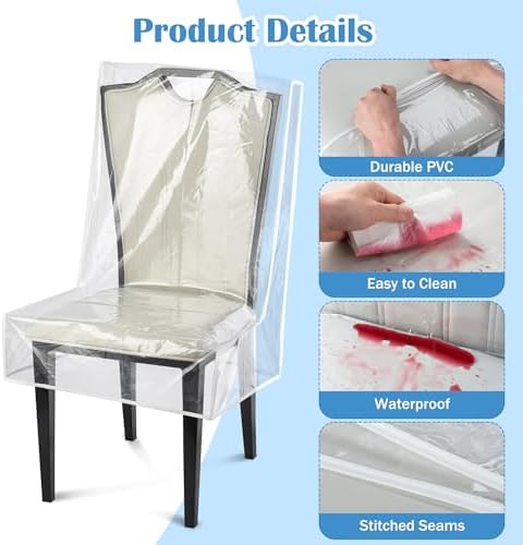 Clear Plastic Chair Covers 4 Pack for Dining Chairs