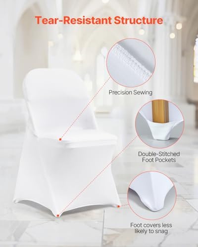 VEVOR White Stretch Spandex Chair Covers - 12 PCS Universal for Events