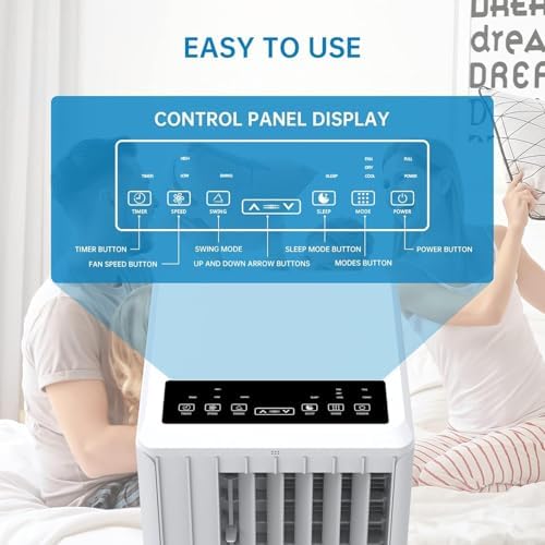 8000 BTU Portable AC with Dehumidifier Fan and Sleep Modes