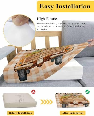 Fall Pumpkins Sofa Cushion Covers Washable Removable Stretchable