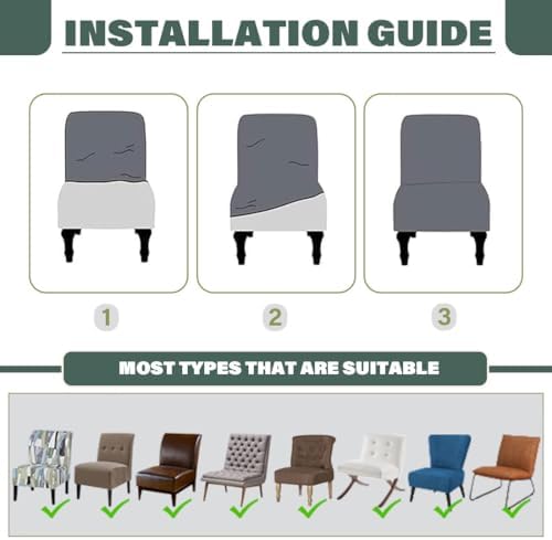 Buenanir Armless Chair Cover for Slipper Chair Green