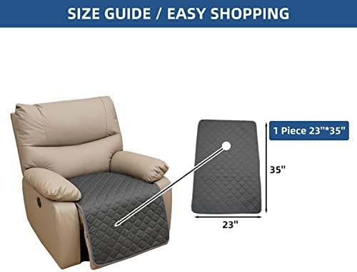 Eismodra Waterproof Recliner Chair Cover Gray 23x35in