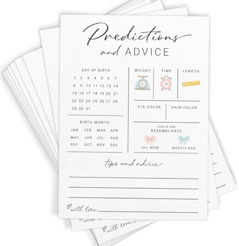 Baby Predictions Advice Cards for New Parents 30 Cards
