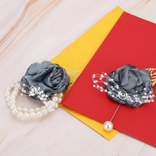 PATIKIL Blue Artificial Rose Wrist Corsage 2 Pack