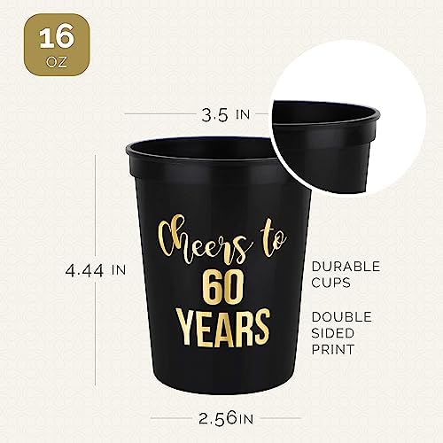 Cheers to 60 Years Old Birthday Cups 12-Pack 16oz