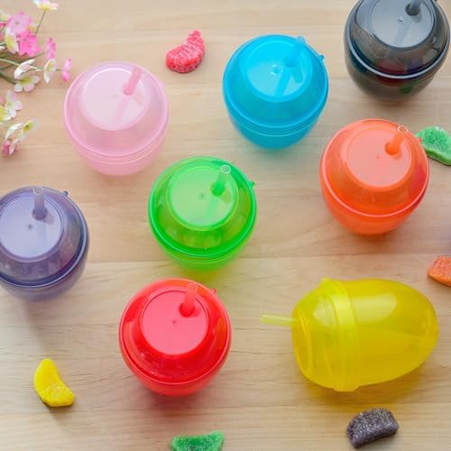 Youngever 9 Piece 7 Ounce Plastic Kids Cups with Straws