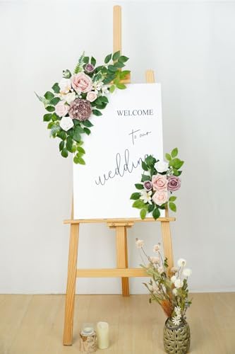 Dusty Rose Artificial Flower Backdrop Garland Set of 2