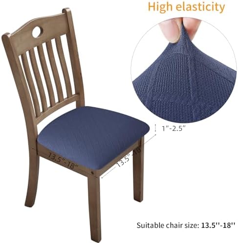 Fuloon Stretch Chair Seat Covers 6 PCS Navy Blue