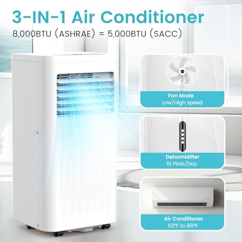 Antarctic Star 8000 BTU Portable Air Conditioner with Cooling Fan Dehumidifier