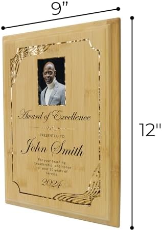 9 Inch x 12 Inch Custom Oak Finish Plaque for Awards