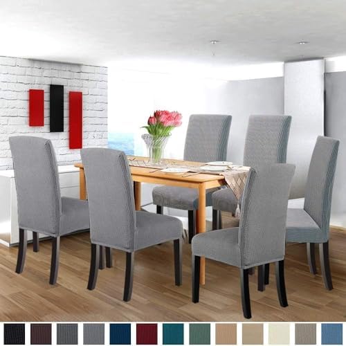 NORTHERN BROTHERS Dining Chair Covers Set of 4 Light Grey 1