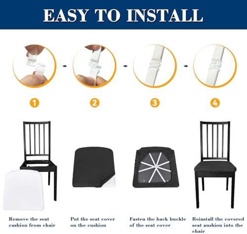 Fafua Dining Chair Seat Covers Set of 6 Washable and Removable