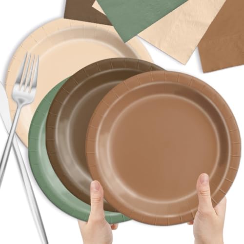 CMUSKO Woodland Baby Shower Decor Plates Napkins 60pcs Kit