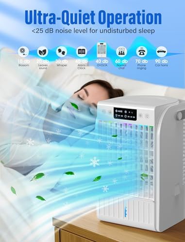 Fosvill Evaporative Mini AC with 4 in 1 Humidifier and LED Light