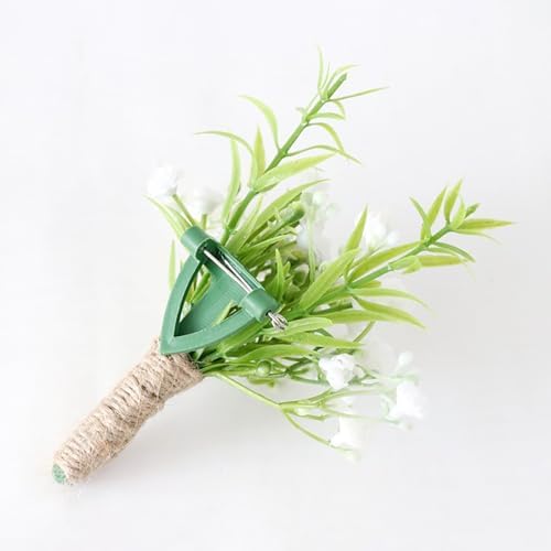 2PCS Artificial Babys Breath Boutonniere with Pin for Wedding Men