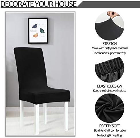 Obstal Black Stretch Spandex Chair Covers Set of 4