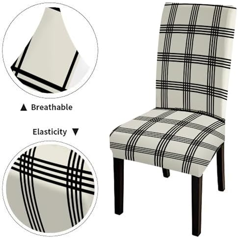 4 Pack Plaid Chair Covers for Dining Room and Kitchen 1
