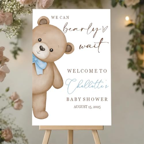 Cute Bear Theme Shower Sign with Stand