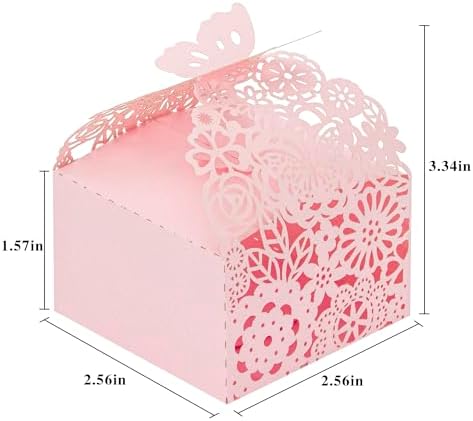50pcs Laser Cut Floral Butterfly Favor Boxes - Elegant White Gift 1