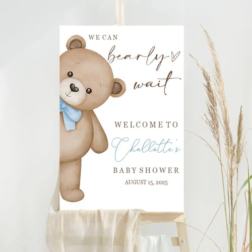 Cute Bear Theme Shower Sign with Stand