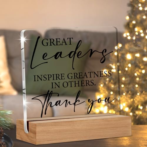Thank You Gifts for Boss and Leader 4x4 Acrylic Sign with Stand