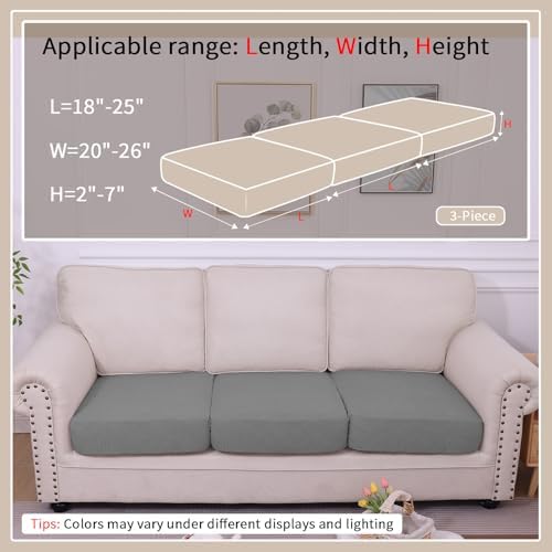 Hyha Waterproof Couch Cushion Covers 3 Pack Grey 1