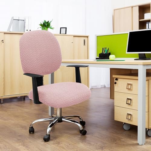 2-Piece Stretches Office Chair Cover Jacquard Pink