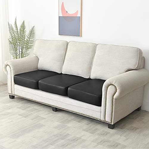 Yates Home 3 Piece Black PU Leather Sofa Slipcover